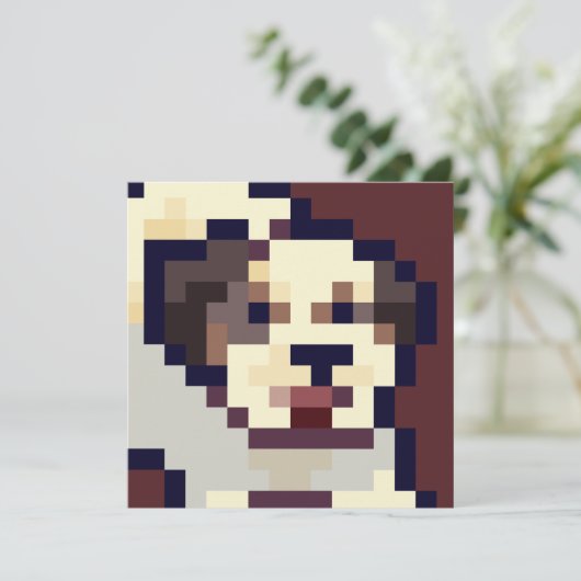 Barking puppy pixel art card (Staand voorkant)