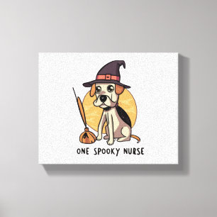 Barks en Bandages Een Spooky Verpleegkundige Hond Canvas Afdruk