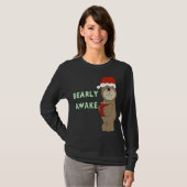 Barly Awake Funny Beer Kerst Pyjama Slaap T-shirt (Voorkant volledig)