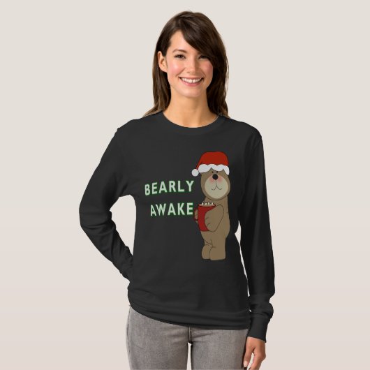 Barly Awake Funny Beer Kerst Pyjama Slaap T-shirt (Voorkant volledig)