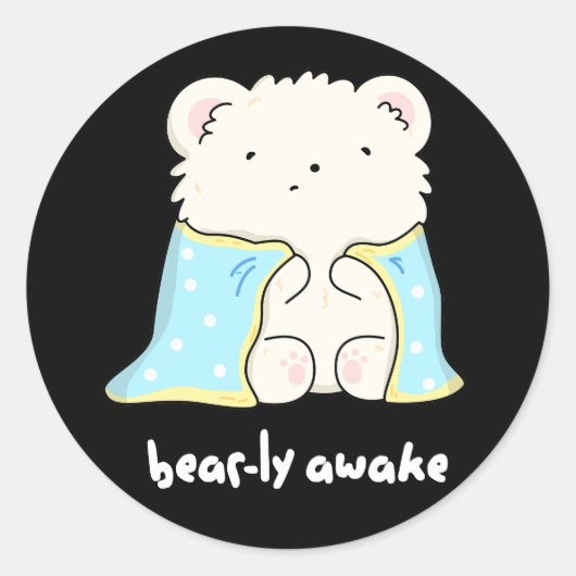 Barly Awake Funny Sleepy Beer Pun Dark BG Ronde Sticker (Voorkant)