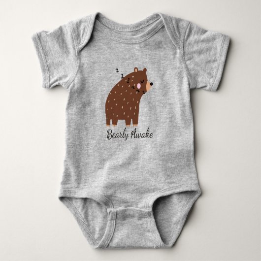 Barly Awake Quote leuke cartoon beer Romper (Voorkant)