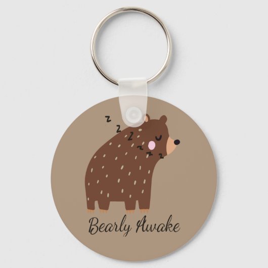 Barly Awake Quote leuke cartoon beer Sleutelhanger (Voorkant)