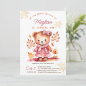 Barly geloof het meisje teddy herfst verjaardagsfe kaart (Staand voorkant)