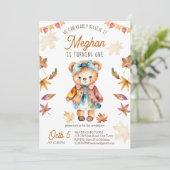 Barly geloof het teddybeer herfst verjaardagsfeest kaart (Staand voorkant)