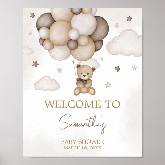 Barly Wacht Bruin Ballon Welkom Poster (Voorkant)