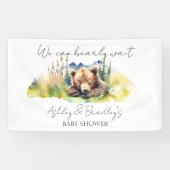 Barly wacht schattig beer cub baby shower spandoek (Horizontaal)