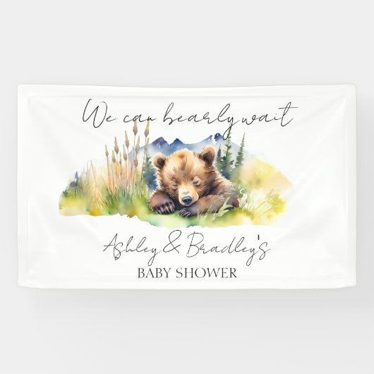 Barly wacht schattig beer cub baby shower spandoek (Horizontaal)