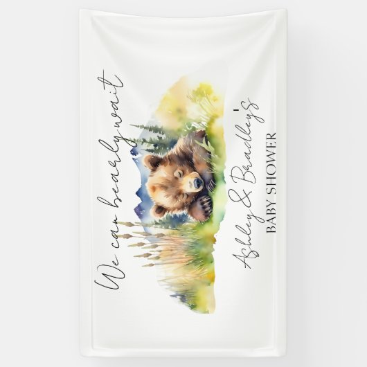 Barly wacht schattig beer cub baby shower spandoek (Verticaal)