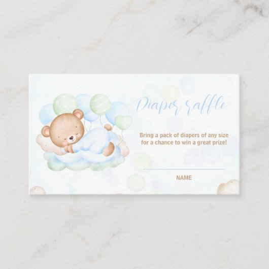 Barly Wachten Baby shower Oh Boy Luier Raffle Kaar Informatiekaartje (Voorkant)