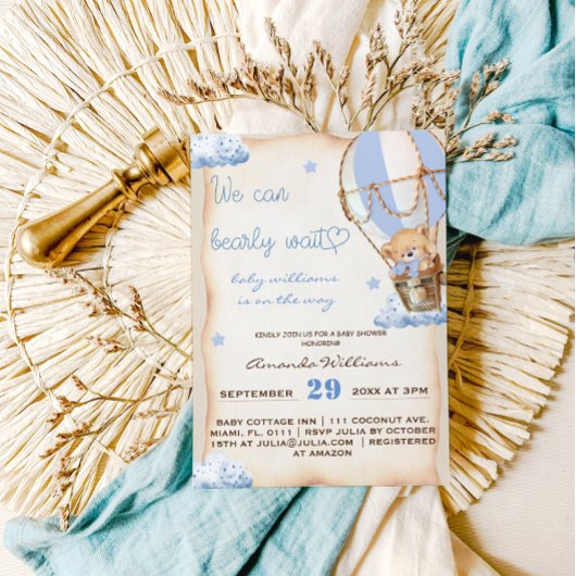 Barly Wachten Blauwe Hete Luchtballon Baby Jongen Kaart