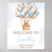 Barly Wachten Blauwe Hete Luchtballon Baby Welkom Poster (Voorkant)