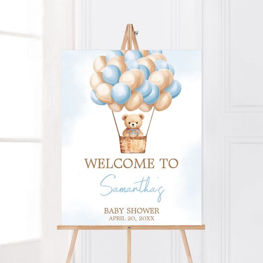 Barly Wachten Blauwe Hete Luchtballon Baby Welkom Poster