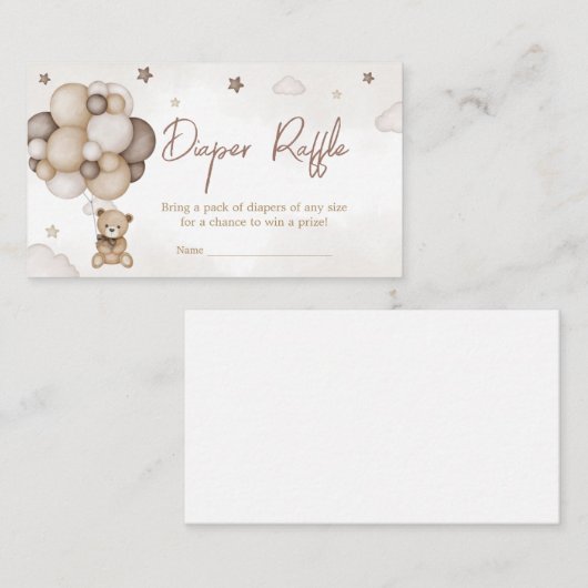 Barly Wachten Bruin Ballon Luier Raffle Informatiekaartje (Voorkant / Achterkant)