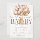 Barly Wachten Bruin Hete Luchtballon Baby shower Kaart (Voorkant)