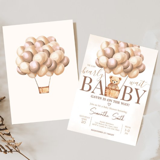 Barly Wachten Bruin Hete Luchtballon Baby shower Kaart