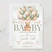 Barly Wachten Groene Hete Luchtballon Baby shower Kaart (Voorkant)