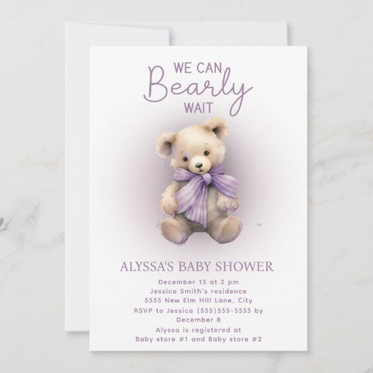 Barly Wachten Paarse Lavendel Baby shower Kaart (Voorkant)