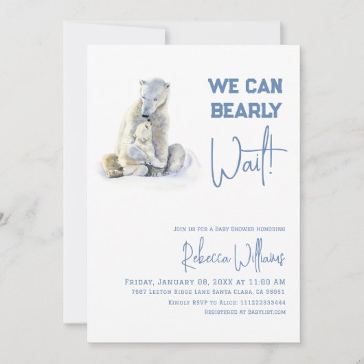 Barly Wachten Polar Beer Blauw Winter Boy Baby sho Kaart (Voorkant)