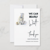 Barly Wachten Polar Beer Roze Meisje Baby shower Bedankkaart (Voorkant)