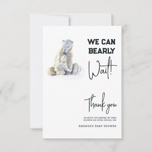 Barly Wachten Polar Beer Roze Meisje Baby shower Bedankkaart (Voorkant)