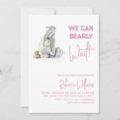 Barly Wachten Polar Beer Roze Meisje Baby shower Kaart (Voorkant)