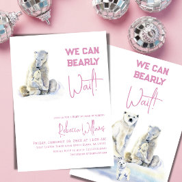 Barly Wachten Polar Beer Roze Meisje Baby shower Kaart