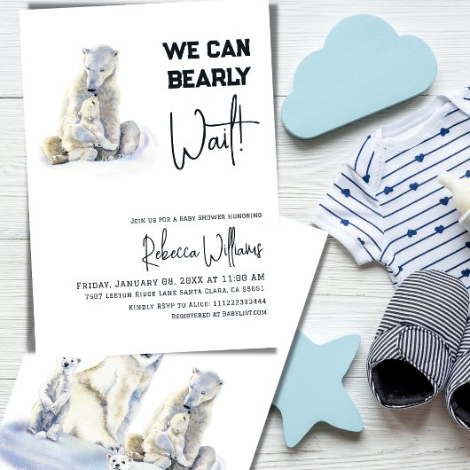 Barly Wachten Polar Beer Roze Meisje Baby shower Kaart