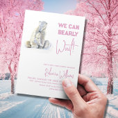 Barly Wachten Polar Beer Roze Meisje Baby shower Kaart