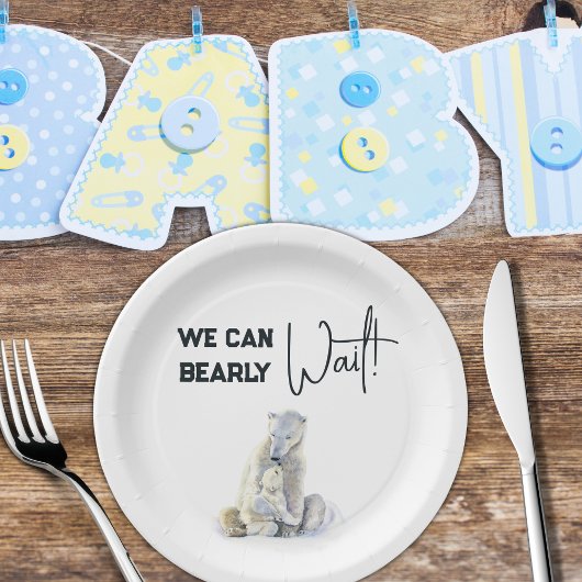 Barly Wachten Polar Beer Roze Meisje Baby shower Papieren Bordje
