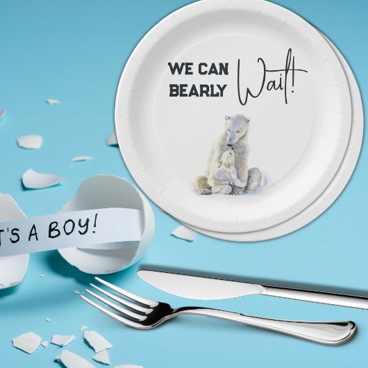 Barly Wachten Polar Beer Roze Meisje Baby shower Papieren Bordje