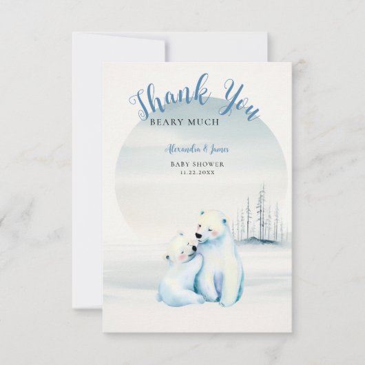 Barly Wachten Polar Mama Beer Cub Baby Jongensdouc Bedankkaart (Voorkant)