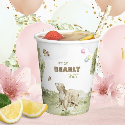Barly Wachten Schattige Beer Waterverf Baby shower Papieren Bekers