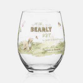Barly Wachten Schattige Beer Waterverf Baby shower Wijnglas Zonder Voet