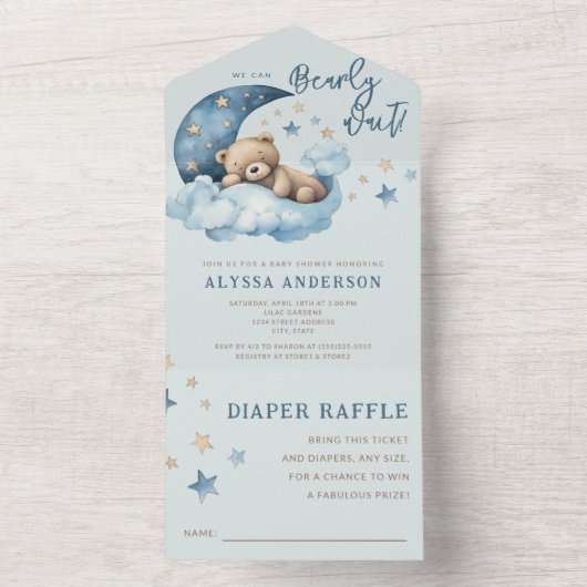 Barly Wait Baby shower All In One Uitnodiging (Binnen)