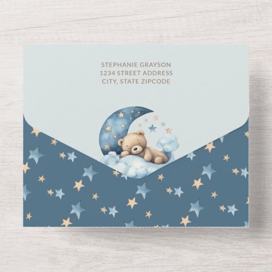 Barly Wait Baby shower All In One Uitnodiging (Achterkant)