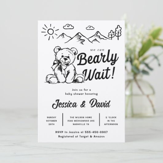 Barly Wait | BABY SHOWER | Eenvoudige uitnodiging (Staand voorkant)