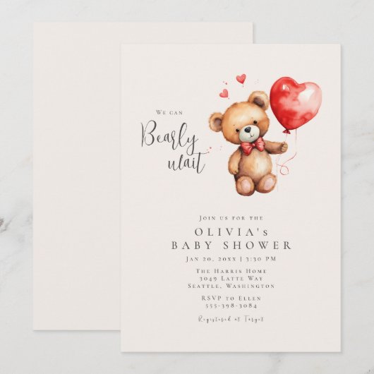 Barly Wait Baby shower Kaart (Voorkant / Achterkant)