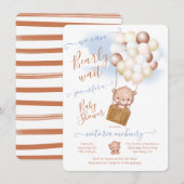 Barly Wait Baby shower Teddy Bear Balloons Kaart (Voorkant / Achterkant)