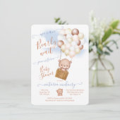 Barly Wait Baby shower Teddy Bear Balloons Kaart (Staand voorkant)