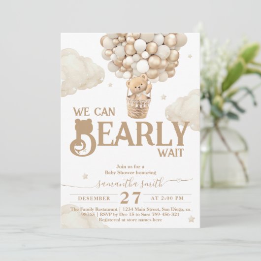 Barly Wait Balloon Genderneutraal Baby shower Kaart (Staand voorkant)