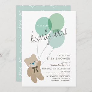 Barly Wait Beer Mint Green Baby shower Invitation Kaart