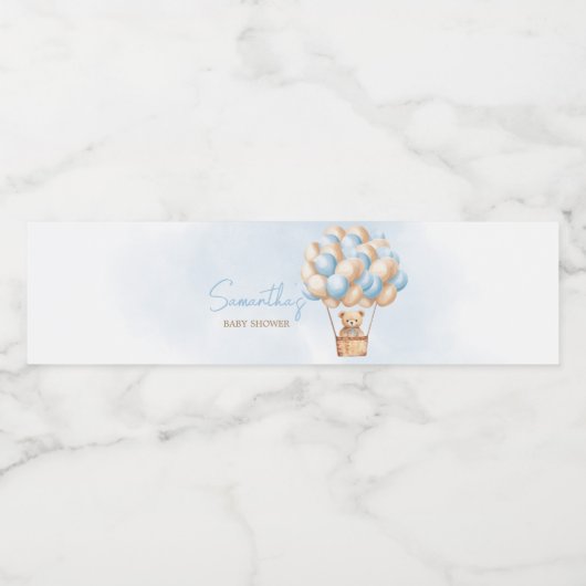 Barly Wait Blauwe Hete Luchtballon Waterfles Etiket (Enkel label)