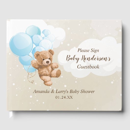 Barly Wait Blue Balloon Teddy Bear Gastenboek (Voorkant)