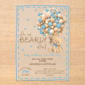 Barly Wait Blue Boy Baby shower Acryl Uitnodigingen (Voorkant)