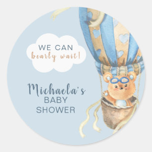 Barly Wait Blue Boy Baby shower Ronde Sticker