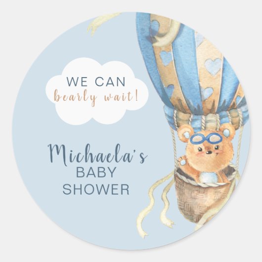 Barly Wait Blue Boy Baby shower Ronde Sticker (Voorkant)