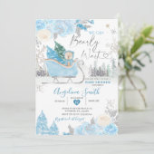 Barly Wait Blue Snowflake Floral Baby shower Kaart (Staand voorkant)