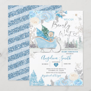 Barly Wait Blue Snowflake Floral Baby shower Kaart