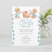 Barly Wait Blue Teddy Bear Baby shower Kaart (Staand voorkant)